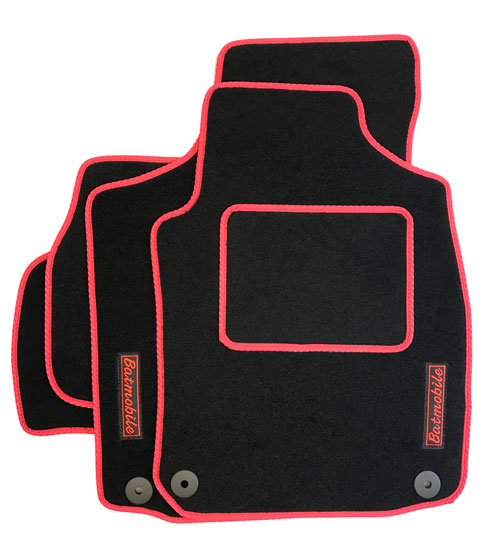Batemobile Car Mats with Red Trim and Red Embroidery 