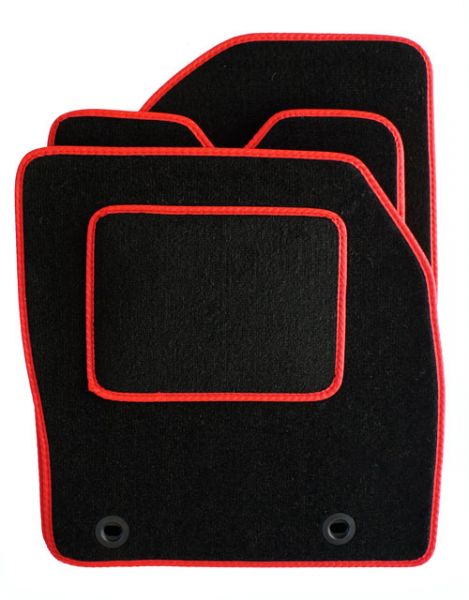 Standard Black Car Mats with Red Trim and Carpet Heelpad